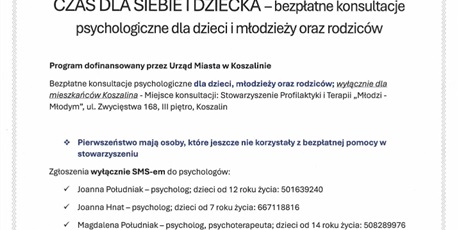Bezpłatna pomocy psychologiczna dla dzieci i młodzieży
