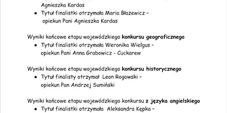 Wyniki Konkursów Kuratoryjnych