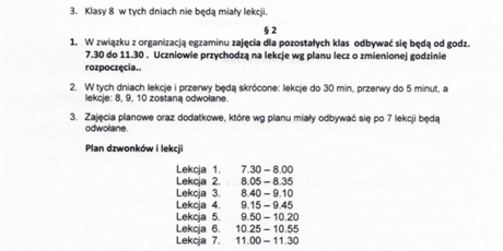 Zarządzenie w sprawie organizacji egzaminu próbnego