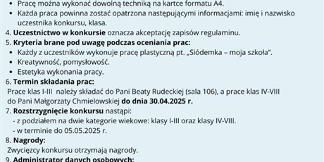 Konkurs plastyczny "Siódemka - moja szkoła" 